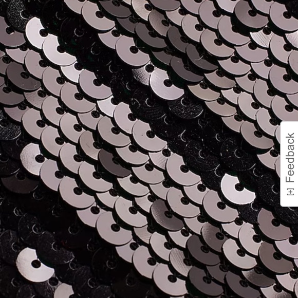 Black Sequin Feather Trim PullOn Stretch Midi Skirt Christmas NYE XS Fits 4/6 - Picture 6 of 7